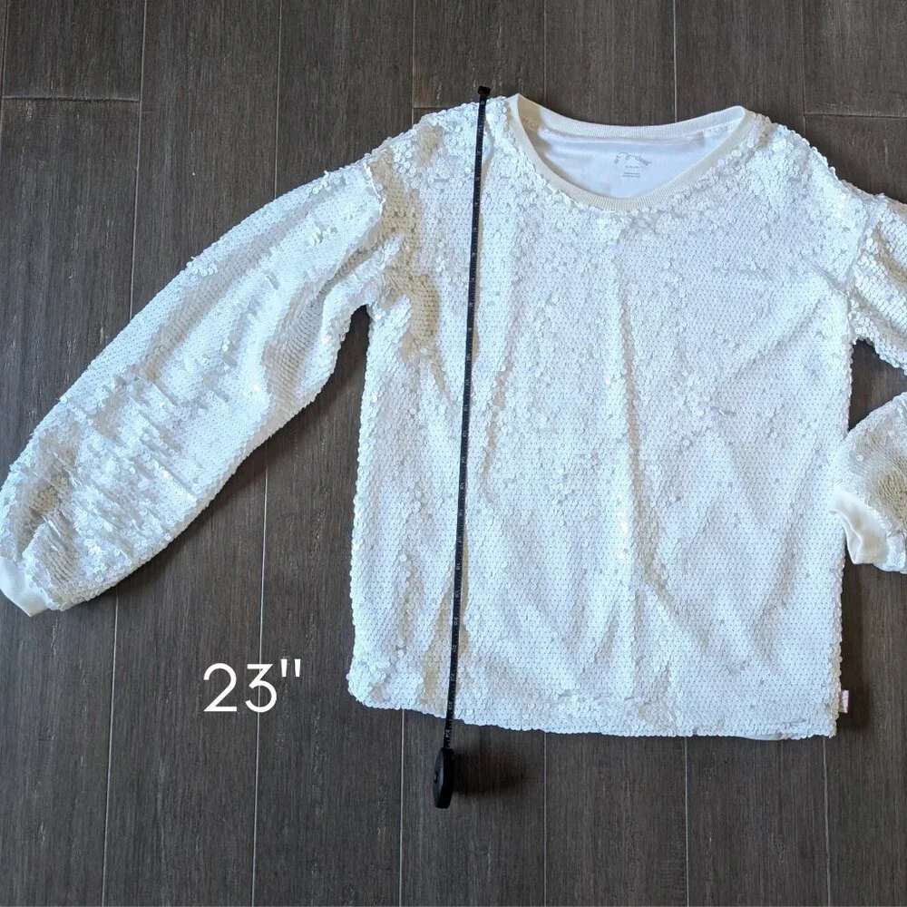 Art Class for Target, Girls White Sequined Sweatshirt, Sz XL (14/16)